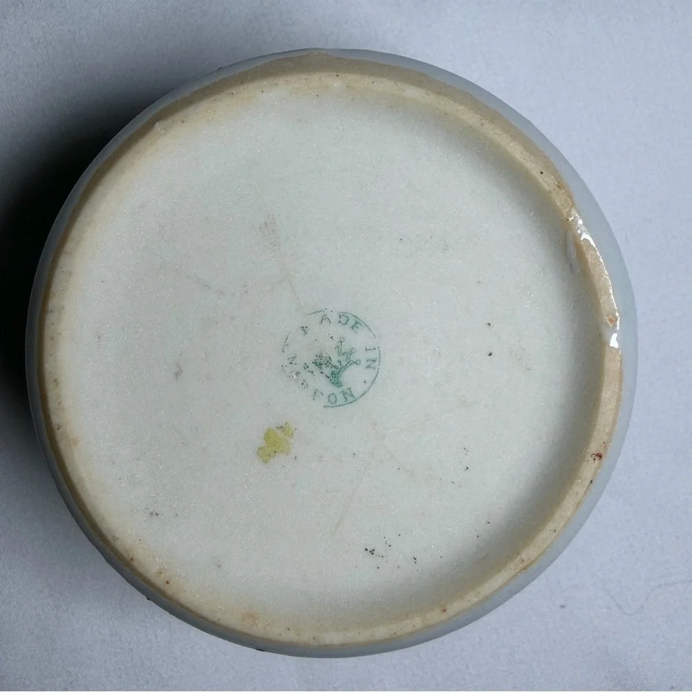 Antique Porcelain Nippon Mini Sugar Bowl Hand-Painted Japanese Scenic Geisha Art